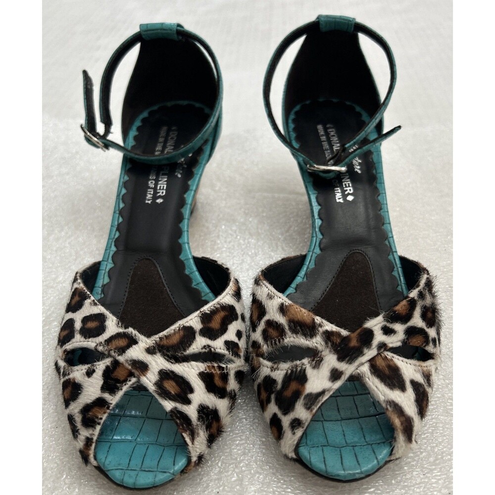 Donald J Pliner Couture Peep Toe Wedge Heel Sandals Made In Italy Sz 5 1/2